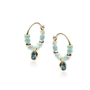 With Love Darling, Water Drop Beaded Hoops, NWT